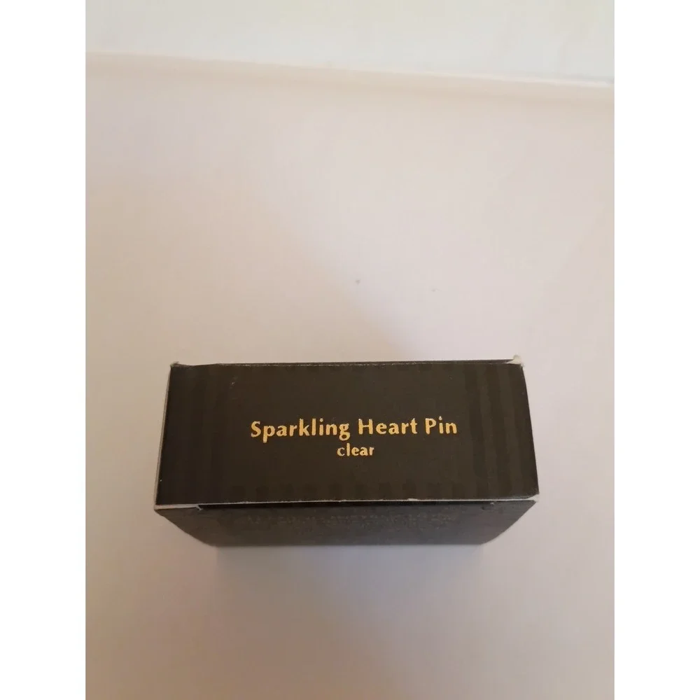 Avon Sparkling Heart Pin Silver Tone Clear‎ Rhinestones Signed